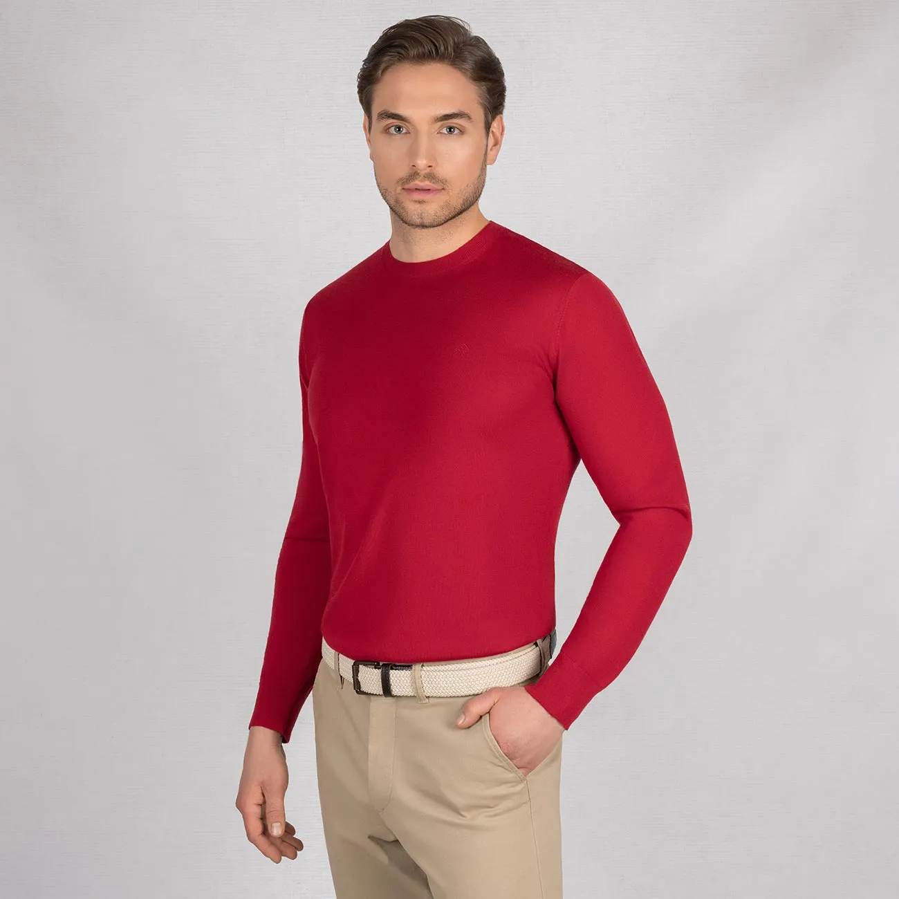 Wool Pullover Light Round Neck Men