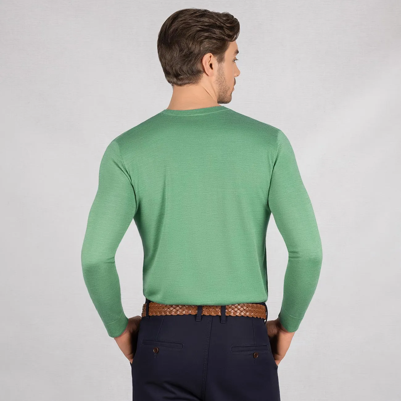 Wool Pullover Light Round Neck Men